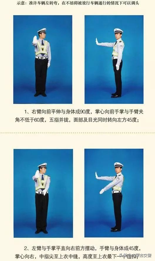 交警手势信号图解路上必备,交警手势一看就懂的小技巧