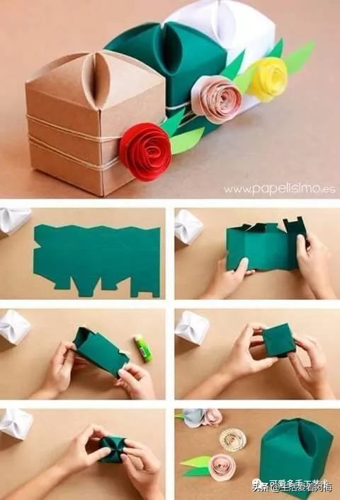 手工制作纸折的礼品盒,纸手工折盒教程