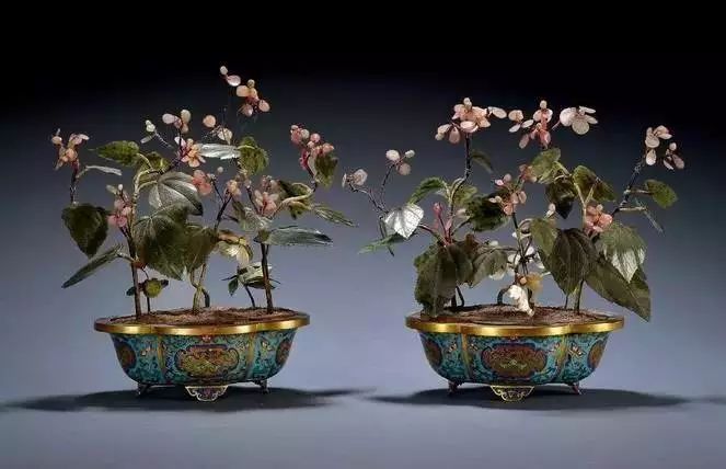 故宫里的玉石盆景,故宫景泰蓝盆景欣赏