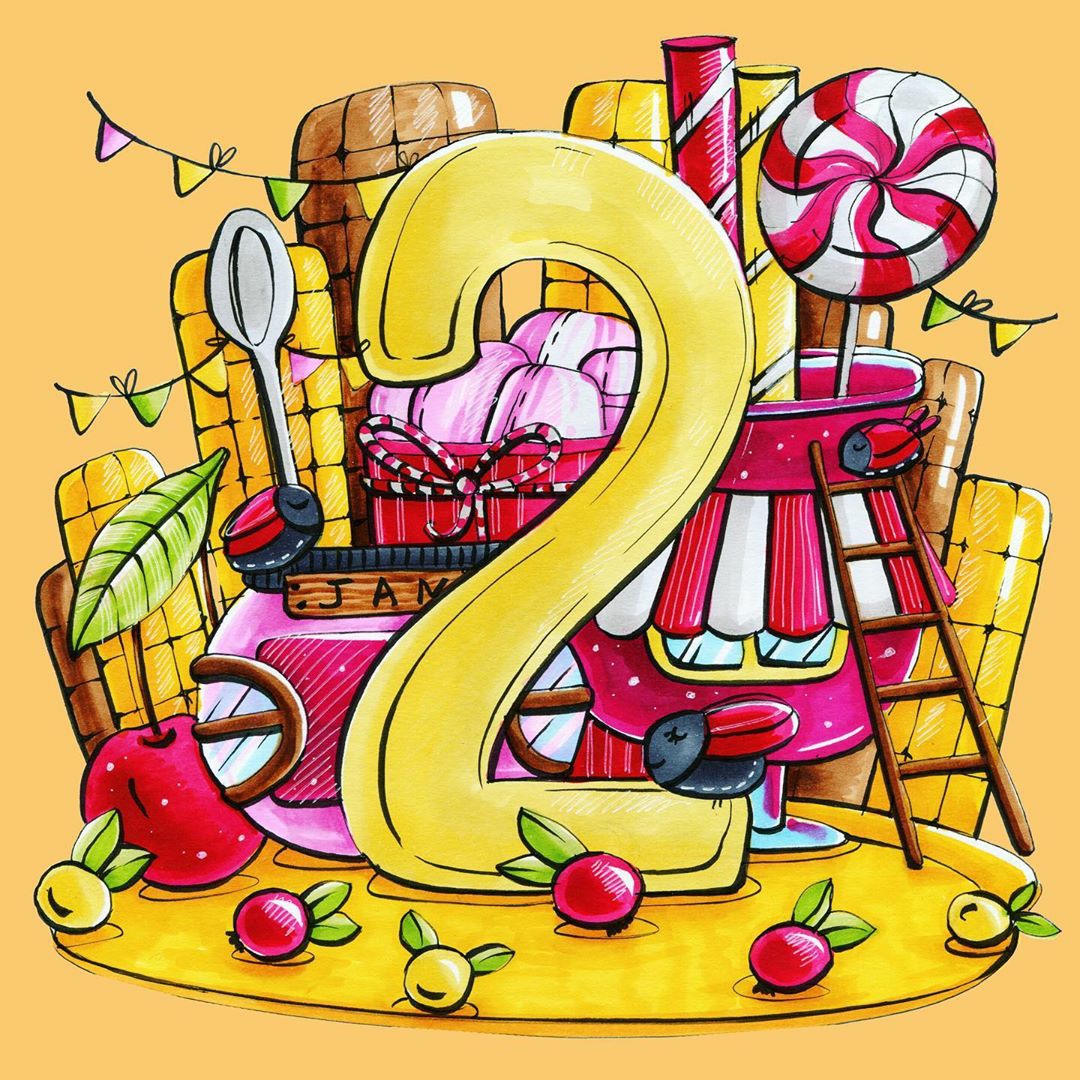 少儿美术马克笔素材：数字主题插画作品素材大全，高清10张图