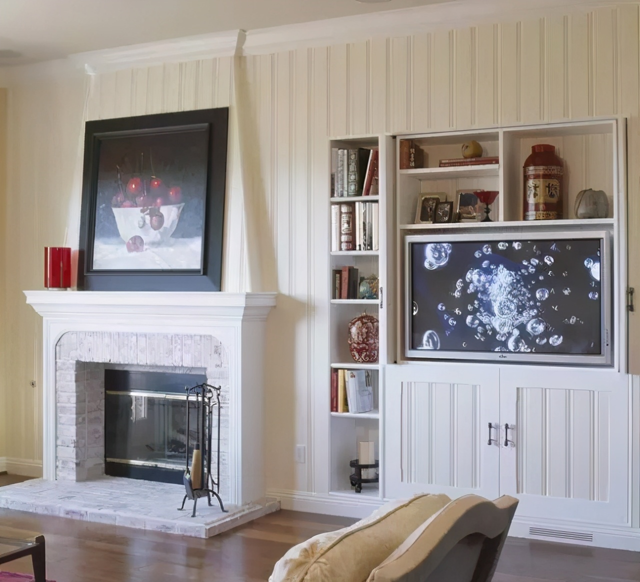 电视背景墙极简高级感收纳,小户型收纳型电视背景墙