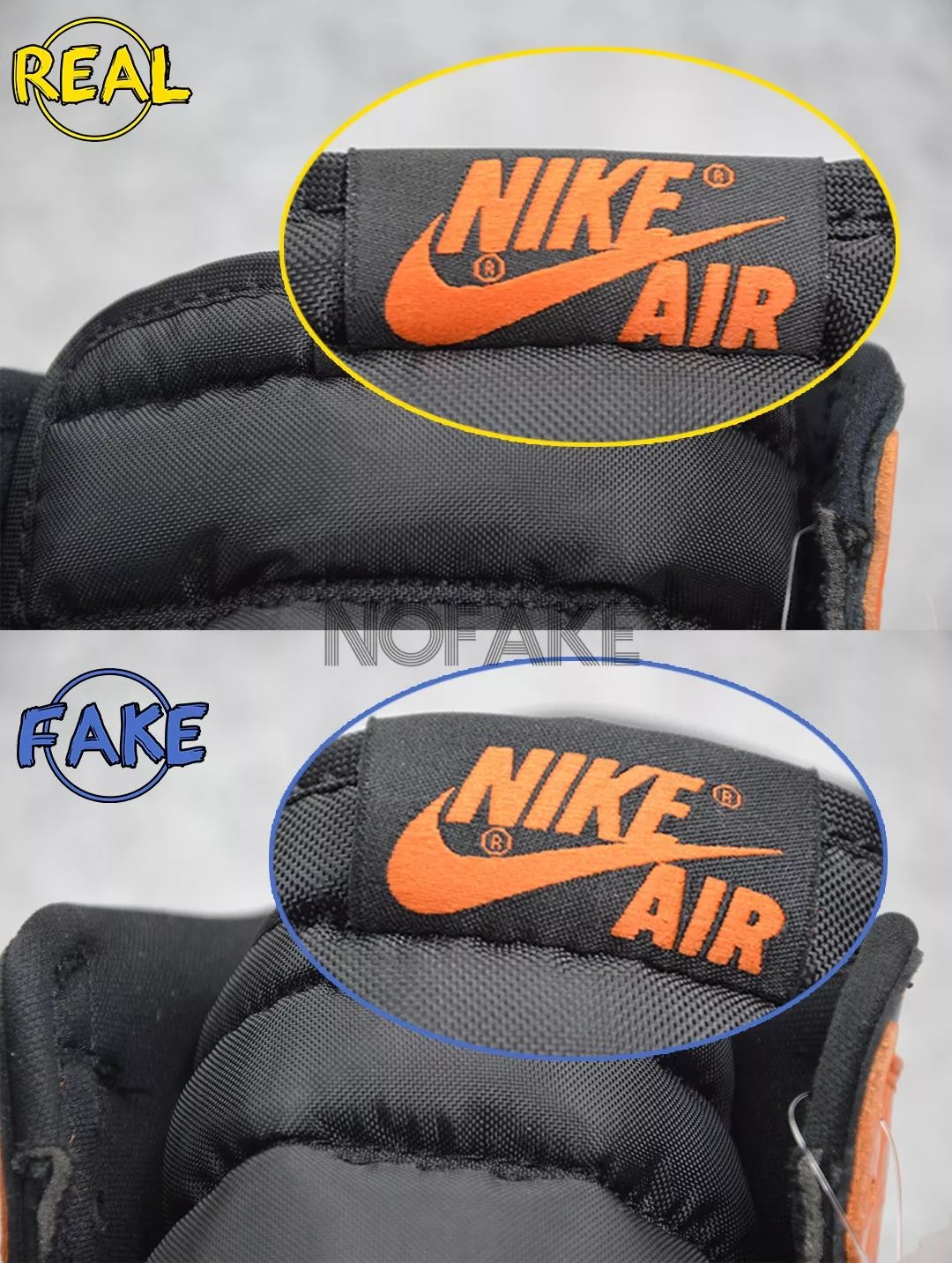 airjordan1猪油扣碎真假对比,airjordan1黑橙扣碎鉴定