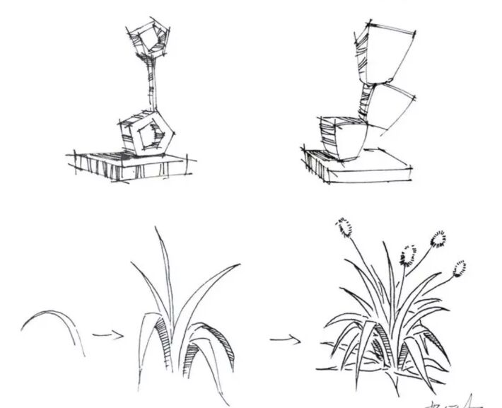 入门风景速写1000例临摹图,风景速写教你超简单的树木画法