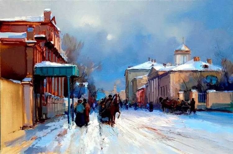 油画风景画氛围感,欧洲城市风景油画