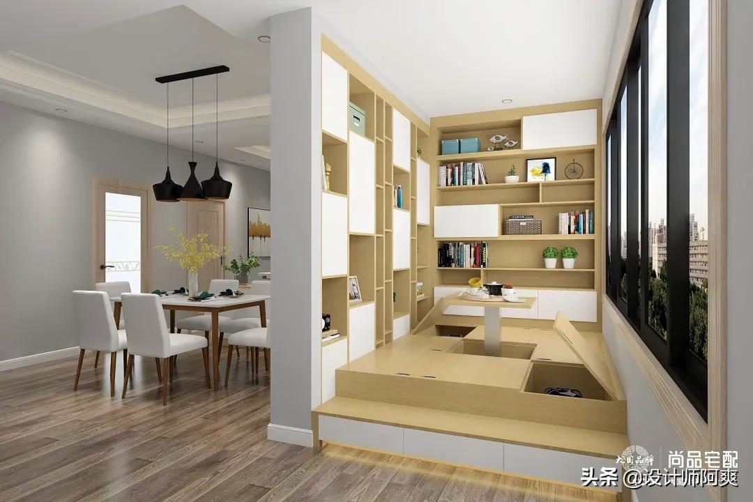 榻榻米设计卧室儿童小户型,阳台榻榻米书房效果图