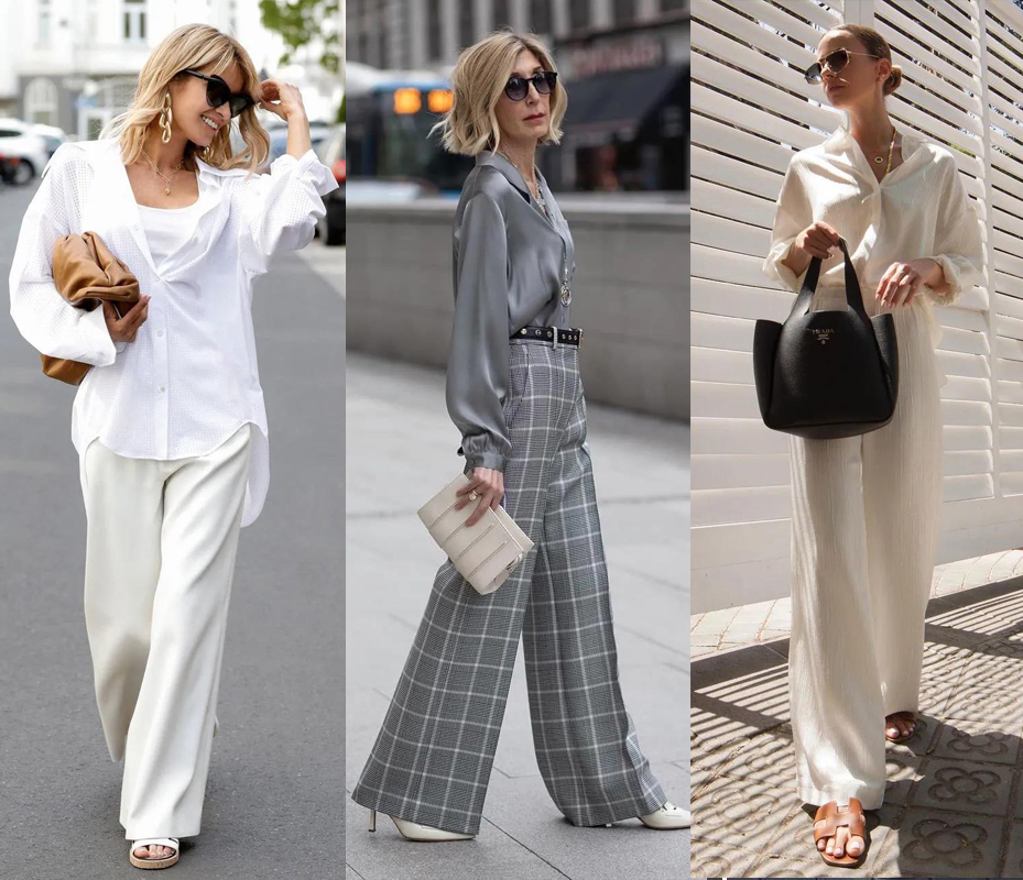 经典白衬衣和阔腿裤怎么搭配好看,衬衫搭配阔腿裤简约又有气质