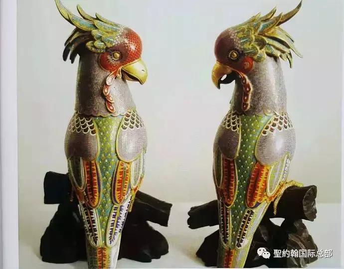 乾隆年官窑铜胎掐丝珐琅彩图文,乾隆铜胎掐丝珐琅彩鸟摆件