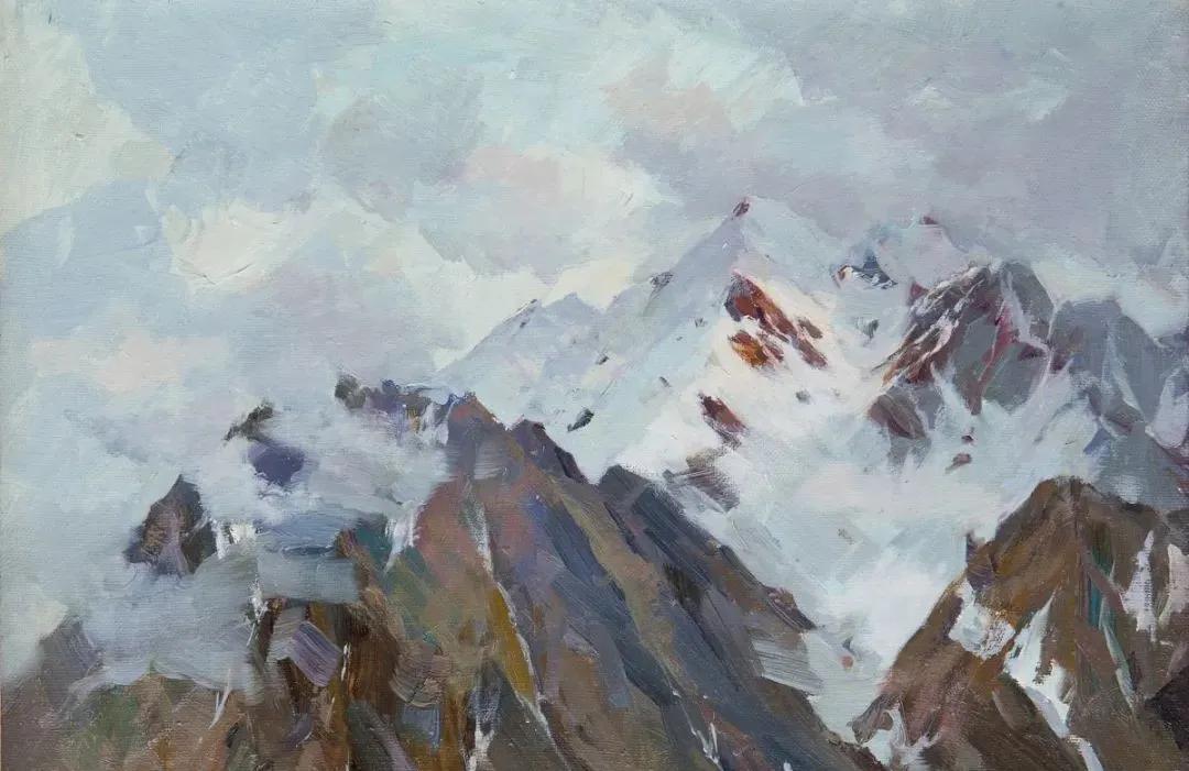 氛围感风景油画作品简单初学者,简单的小清新系油画