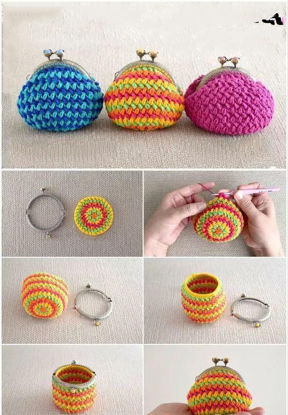 向日葵包包花片钩织图解,100种钩编包包全过程