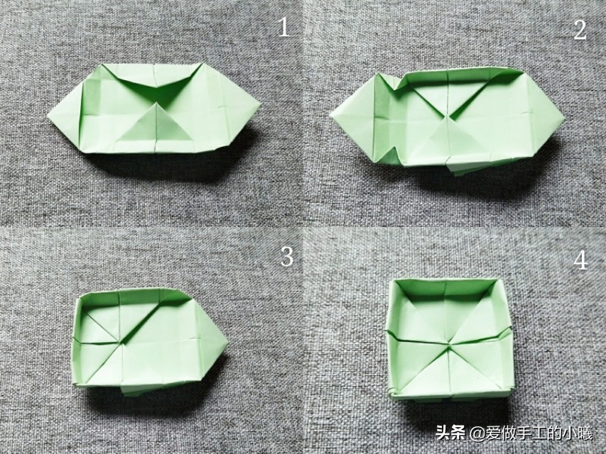 幸运草的盒子折纸教程,装四叶草盒子简单折纸