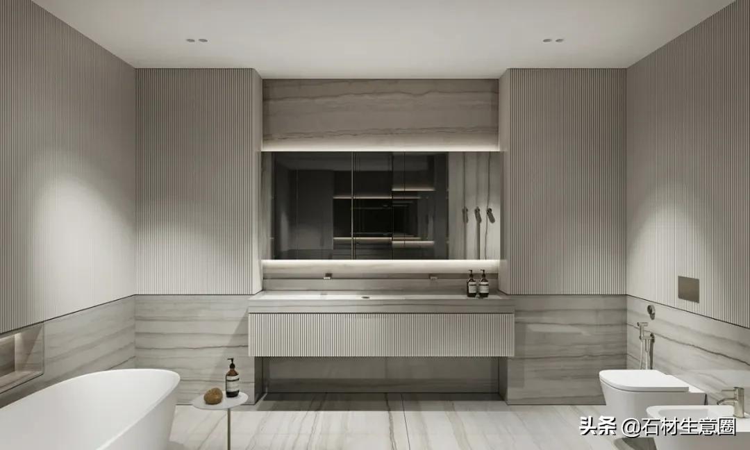 大理石做的浴室柜效果图,极简风格大理石浴室