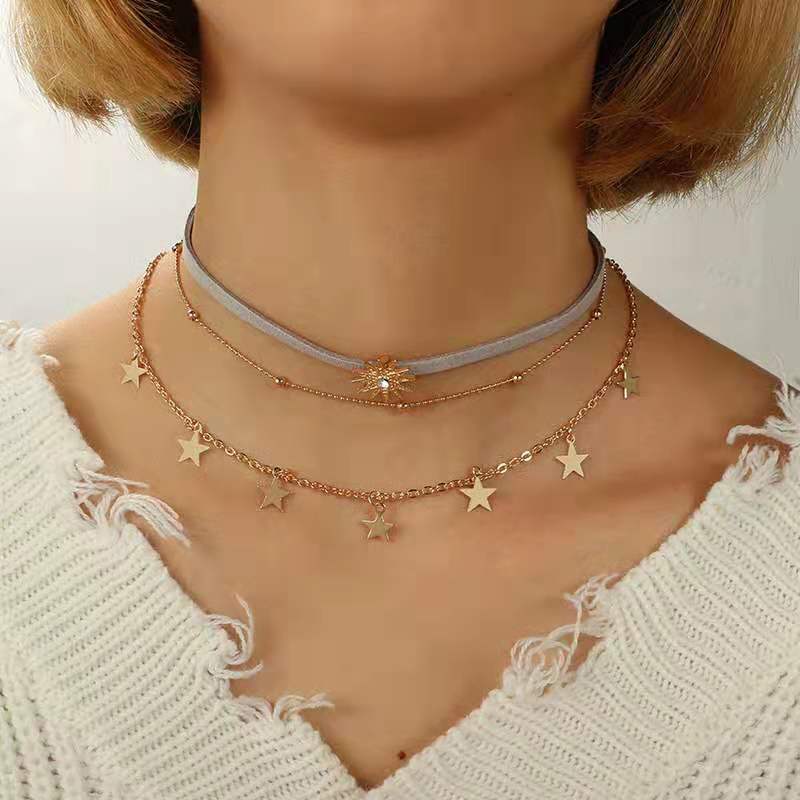 颈链锁骨链高级感仙女款,小众锁骨链男生欧美