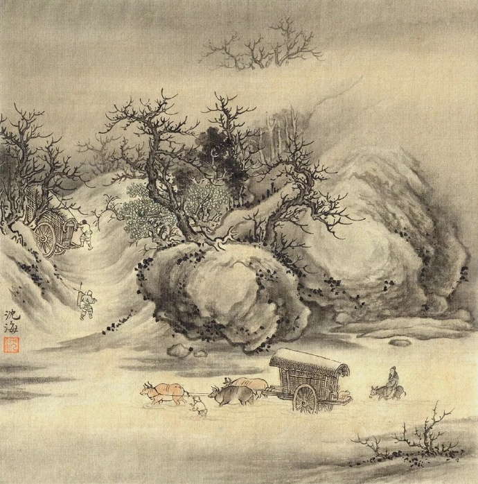 沈海工笔山水花鸟画作品,山水工笔画作品