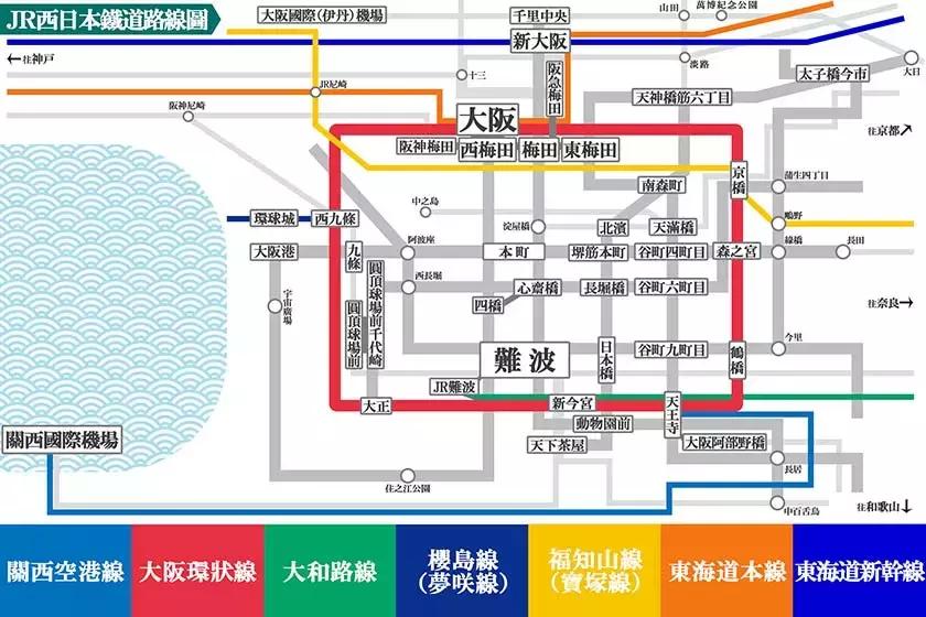 如何看日本大阪jr线路图,大阪jr大和路线路图