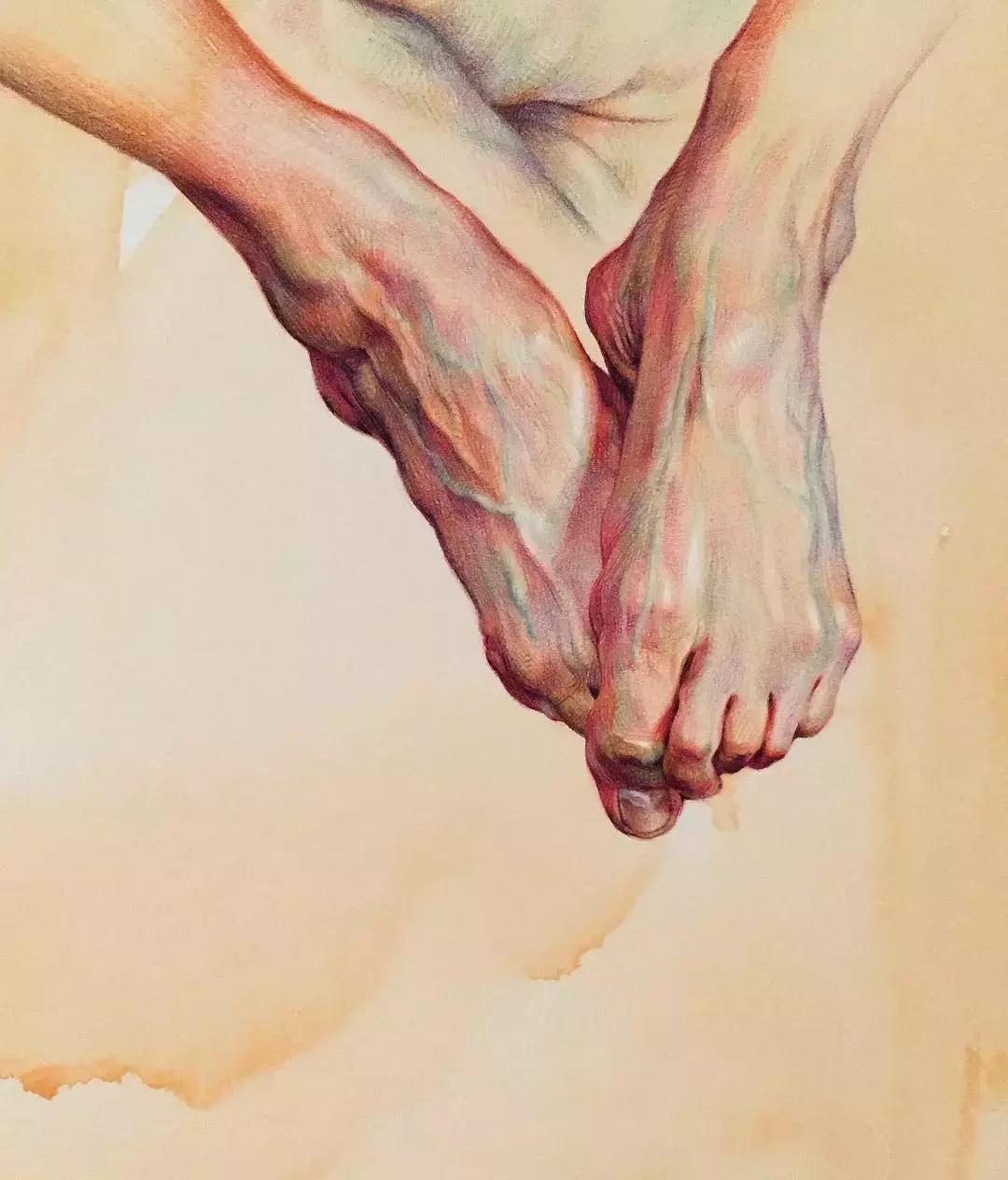 人体彩铅,人体五官彩铅