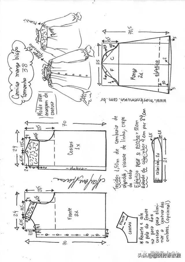 短袖灯笼袖子一片式的裁剪方法,灯笼袖上衣的裁剪制作视频
