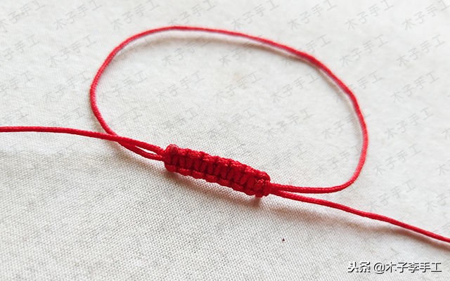 四股玉米结手链无痕收尾,玉米红石榴石手链的编法
