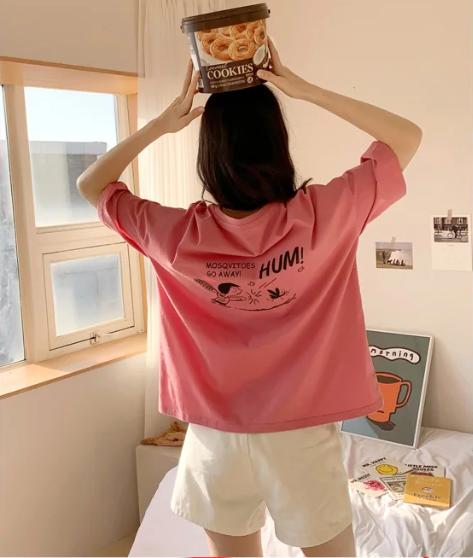 夏季情侣t恤新款纯色,男女情侣短袖恤春夏宽松百搭上衣