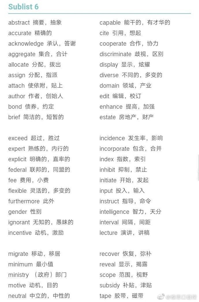 雅思听力场景分类高频词汇表,雅思gsl词汇表txt