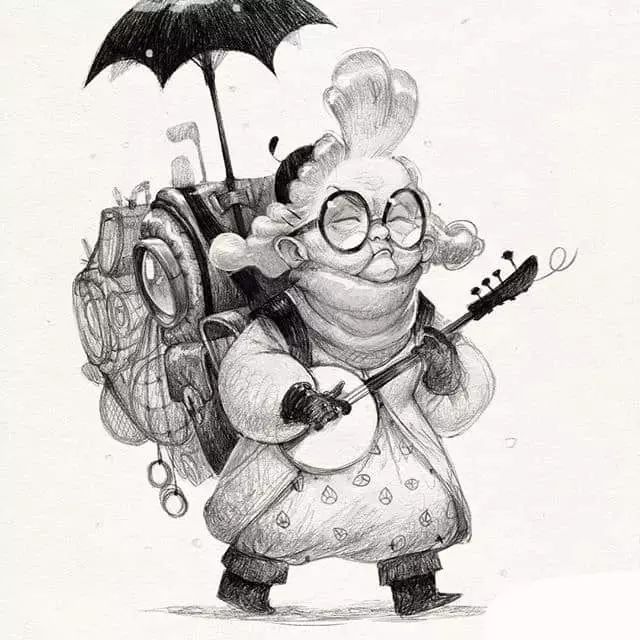 画动漫人物黑白插画素描,超级可爱的素描画