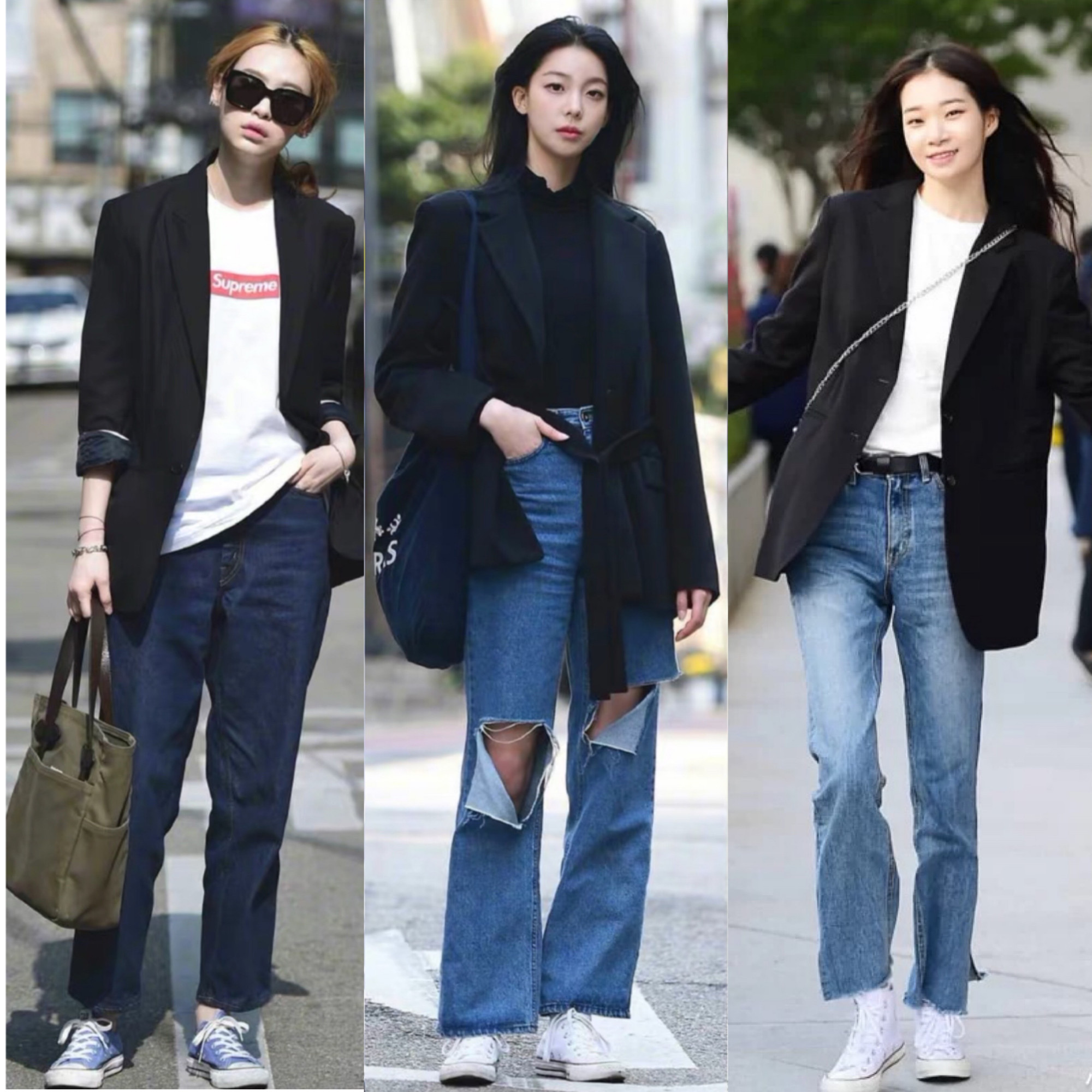 黑西服韩国搭配,韩国街头穿搭2020西服