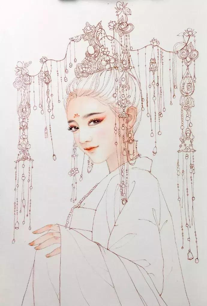 手绘古风少女，唯美灵动，唤起少女们心中的三生三世