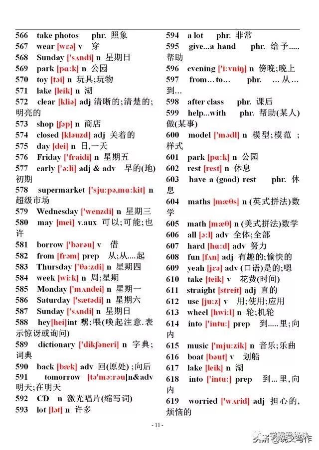 初中英语1600个单词速记表附音标,高一英语单词表音标