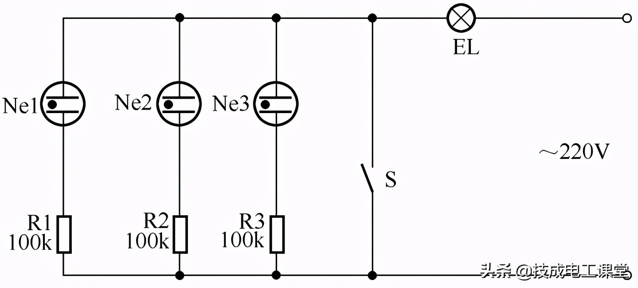 照明联动开关原理图,电灯三个开关控制一个灯的接线图