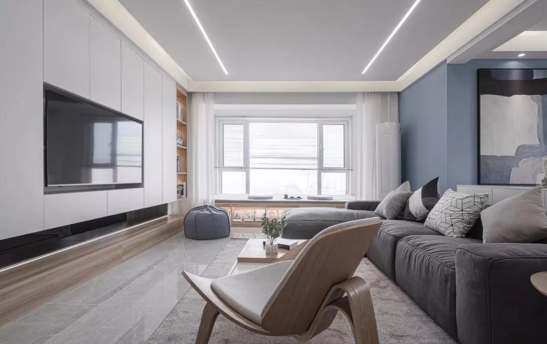 摩卡灰地砖客厅效果图,灰咖色客厅地砖装饰效果