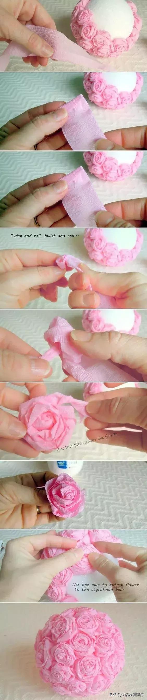 皱纹纸花作品玫瑰花,用皱纹纸做玫瑰花的纸花教程