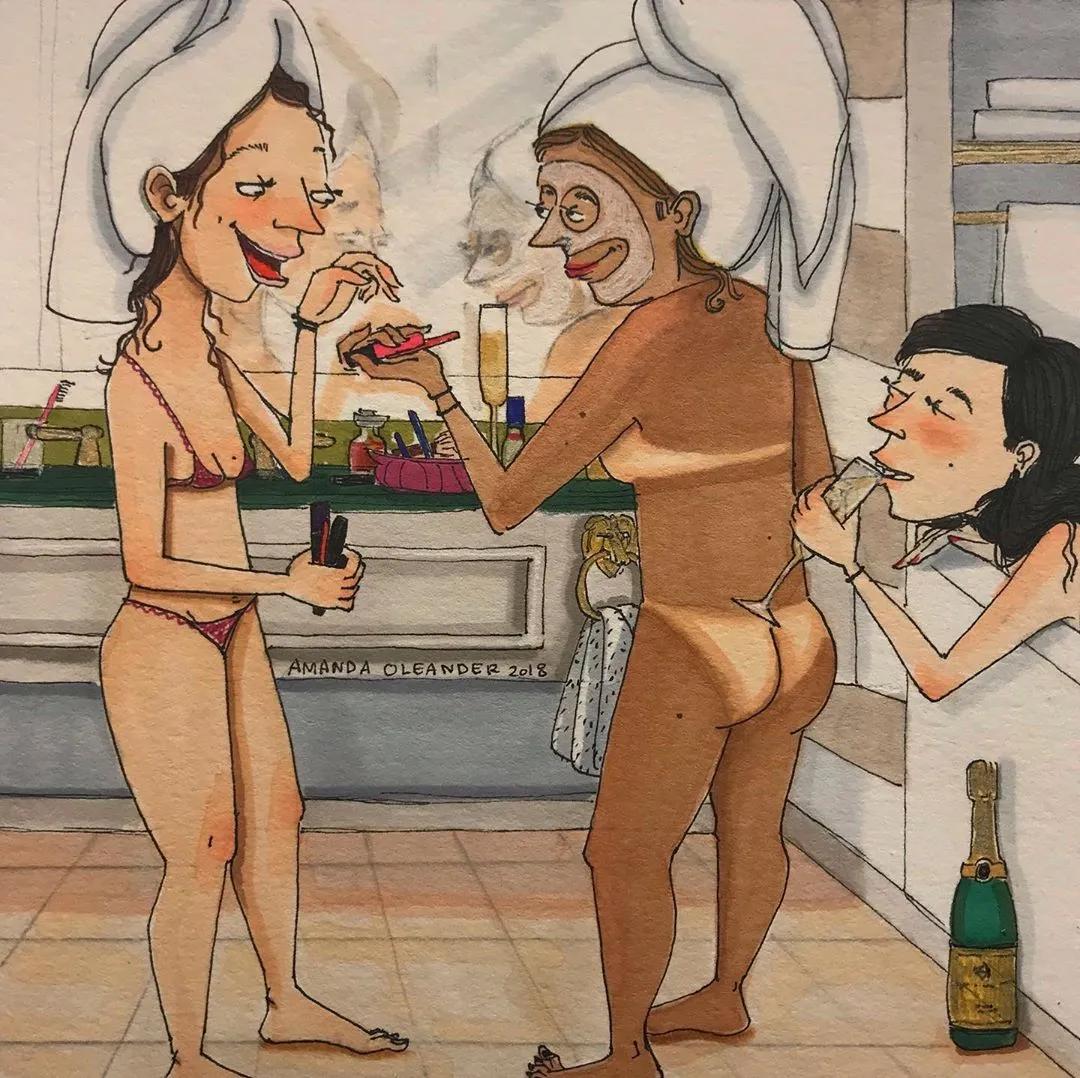 情侣两个人日常生活照片,情侣间的生活插画图片