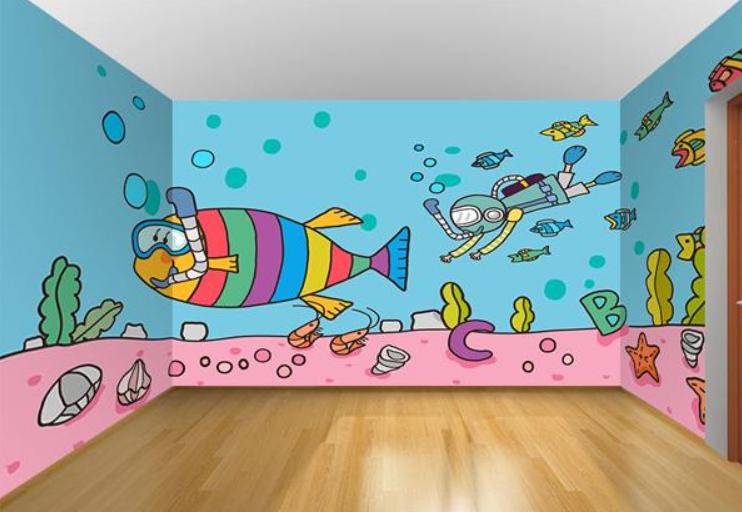 适合10岁儿童房墙绘,适合孩子屋里的墙绘