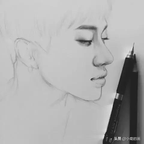 一眼就看出来的明星素描,这些明星的双眼皮好美