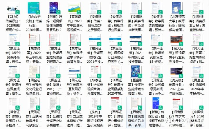 2021年短视频行业研究报告整理，一共80份报告，欢迎收藏