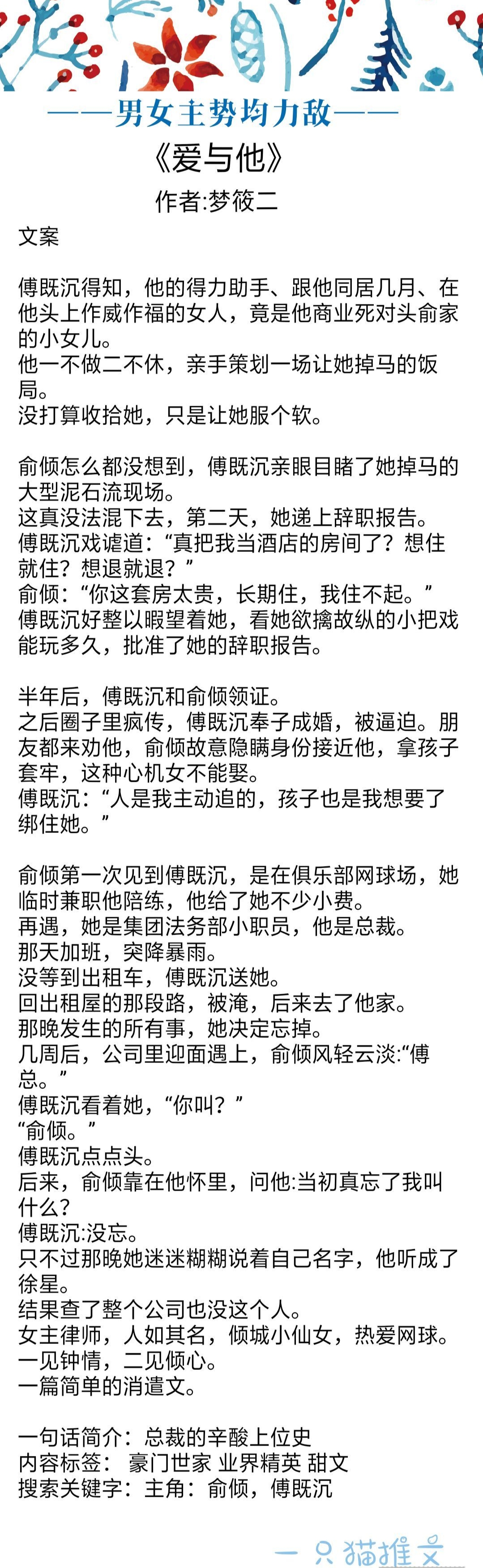 6本男女主势均力敌小说,强推6本男女主双豪门强强联姻