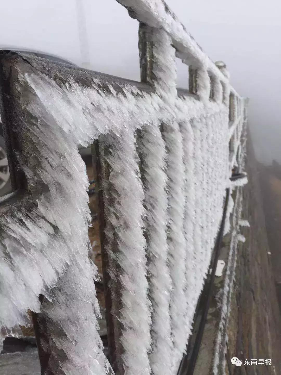 泉州九仙山下雪风景,泉州九仙山再现云海