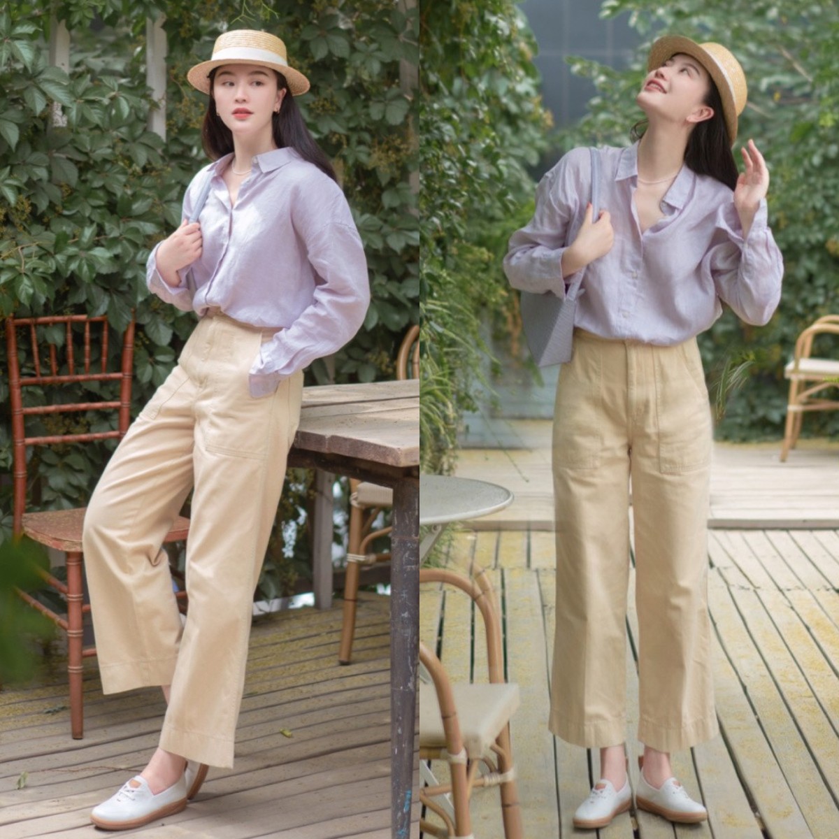 秋款短衫配牛仔阔腿裤穿,上紧下松穿搭阔腿裤加衬衫