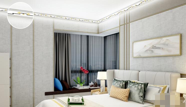 发光顶角线装修白天效果图,装修灯具不要主灯