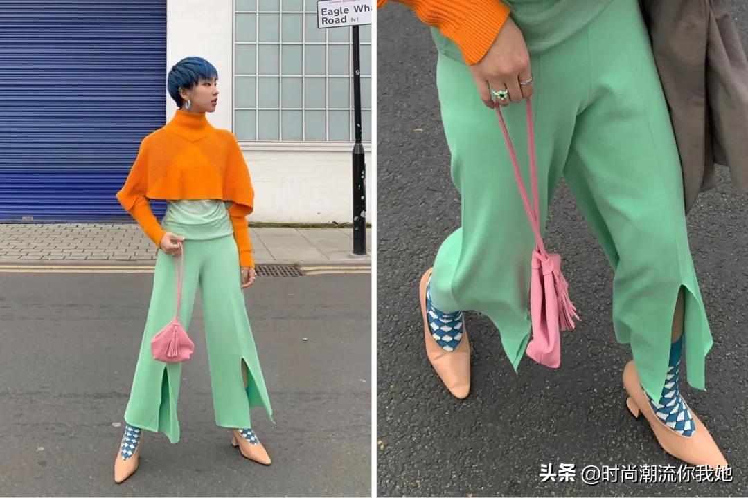 夏天穿马卡龙色系的长裤,马卡龙紫色裤子搭配