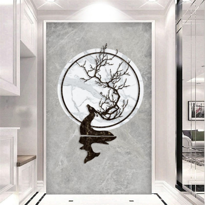 玄关墙瓷砖拼花图案,玄关背景墙大理石瓷砖效果图