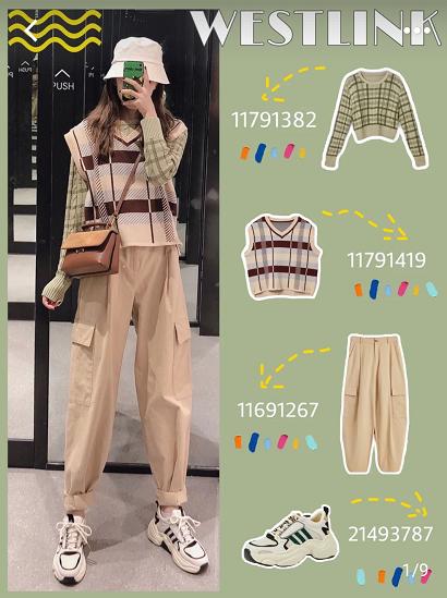 针织衫背心阔腿牛仔裤怎么搭配,宽松黑衬衫针织马甲搭配慵懒风