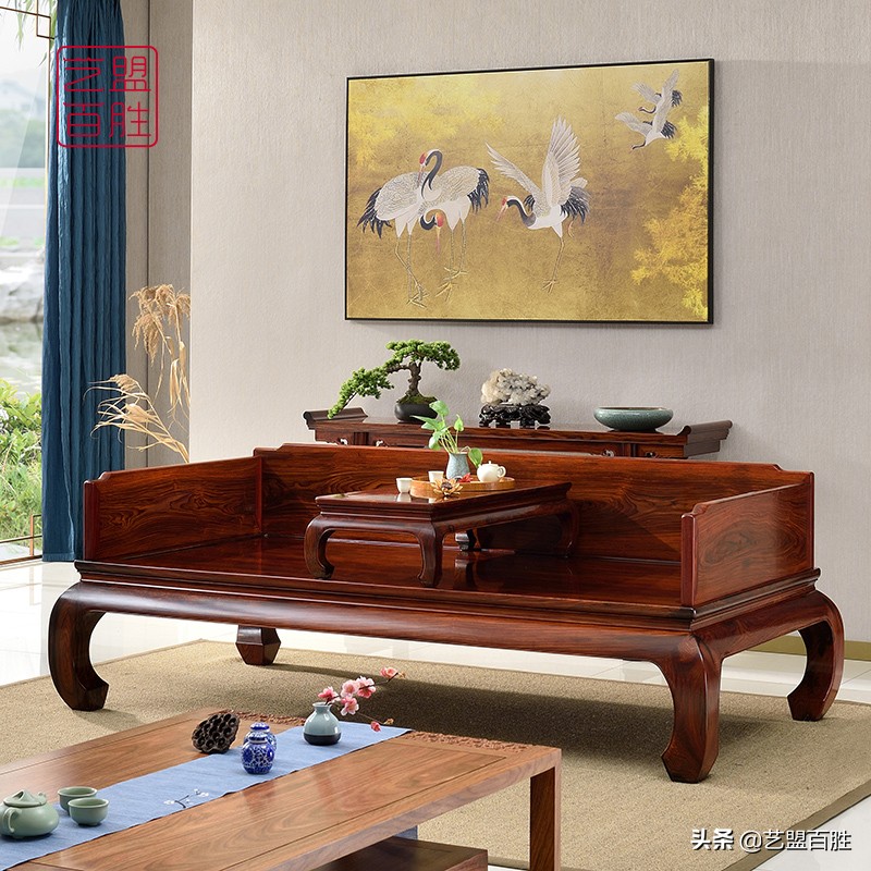 明清黄花梨罗汉床精品,明清黄花梨四扇屏风