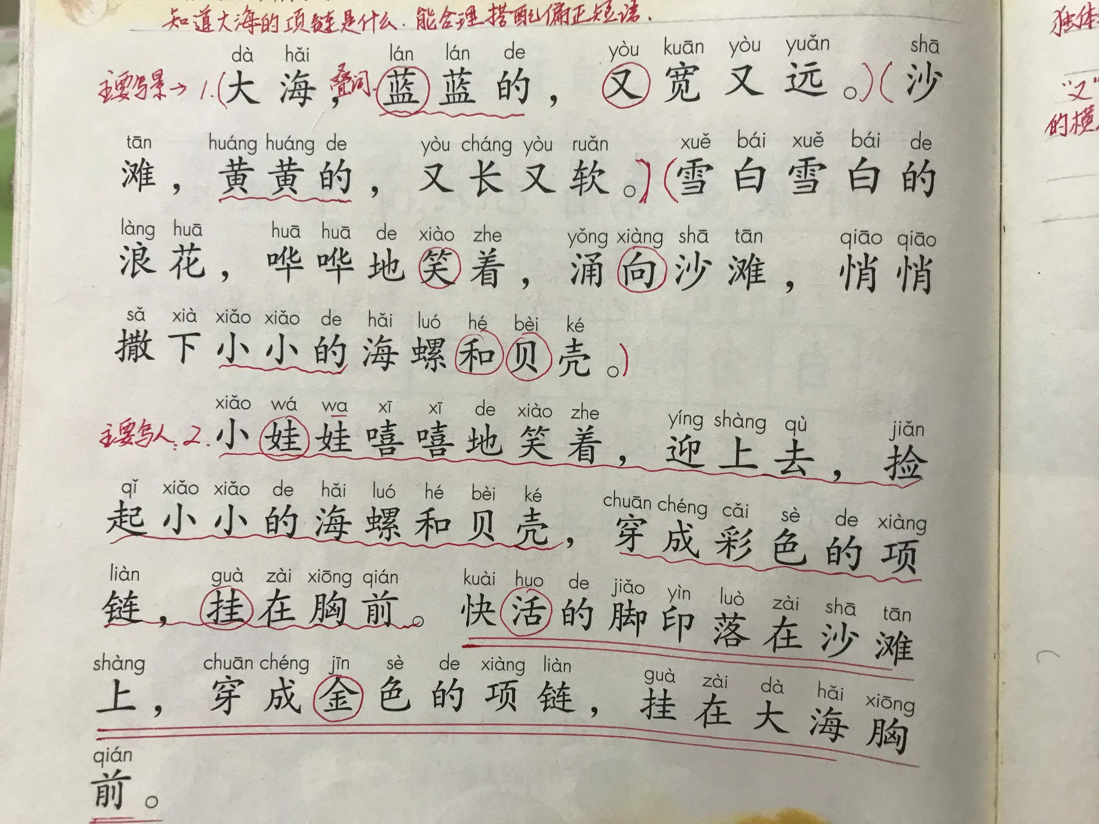 一年语文《项链》，看资深教师手写笔记，帮助学生们学语文