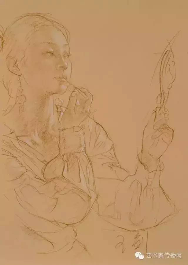 王剑的绘画作品欣赏,画家王剑粉笔画作品欣赏