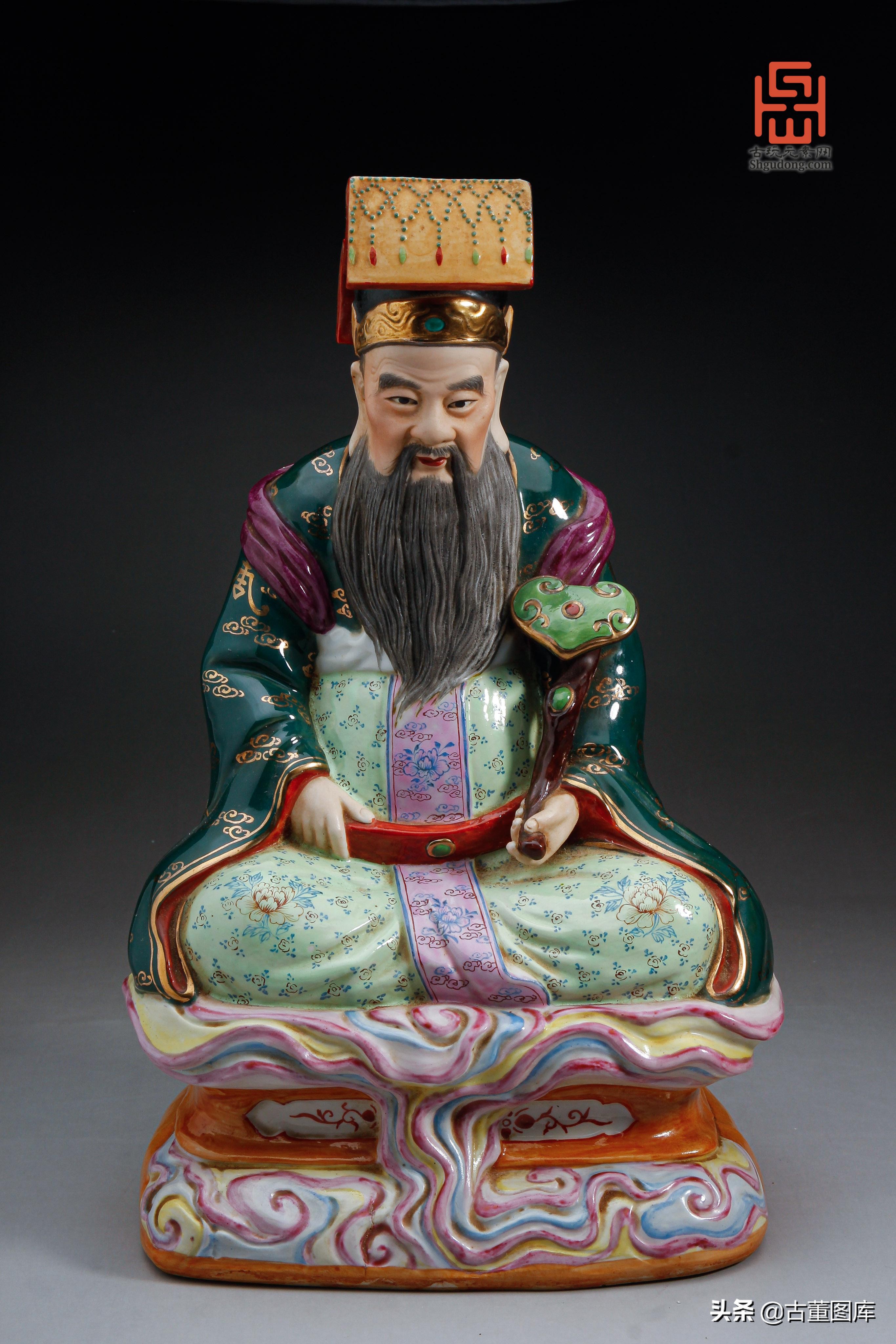 藏金画财神高清图片,文财神坐像图片瓷器