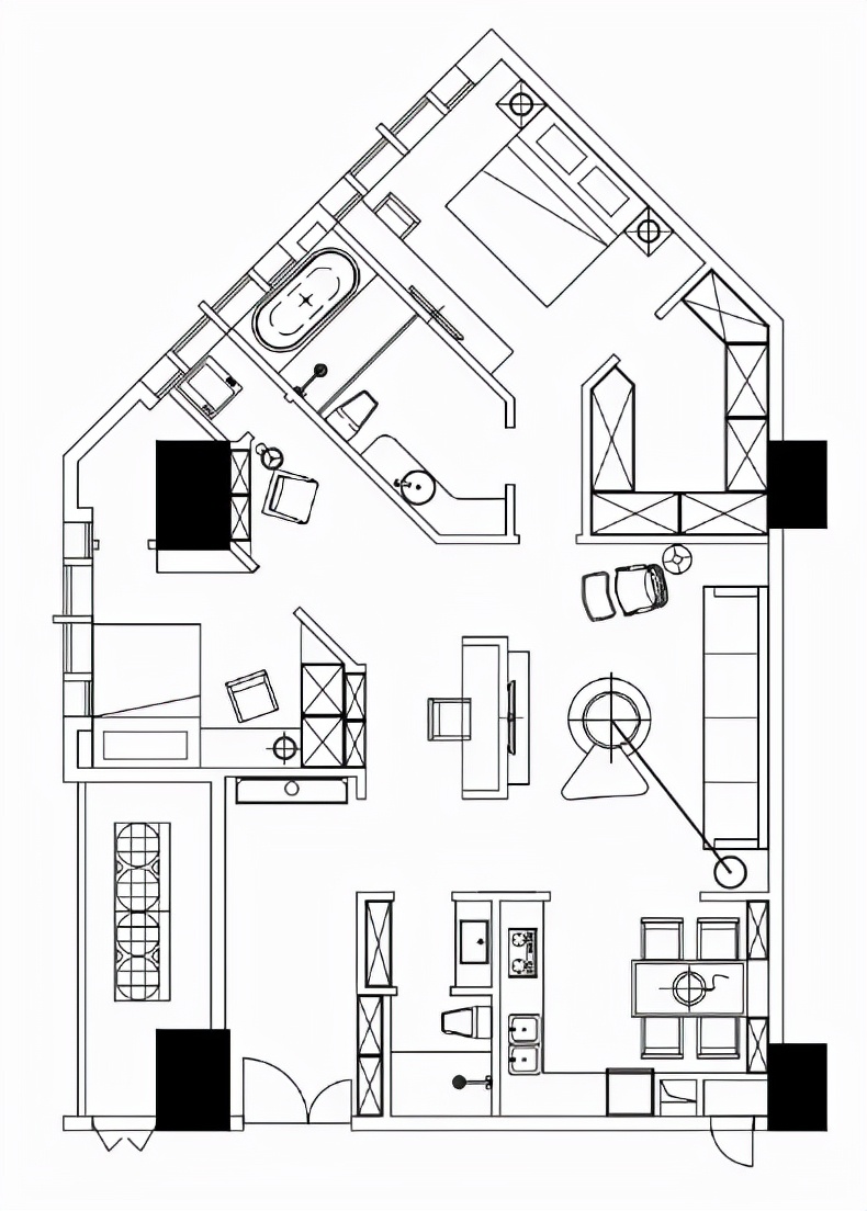 酒店异形户型设计,酒店三角形的户型怎么设计