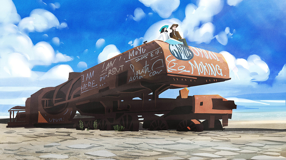 两个人的旅行,两个人的插画