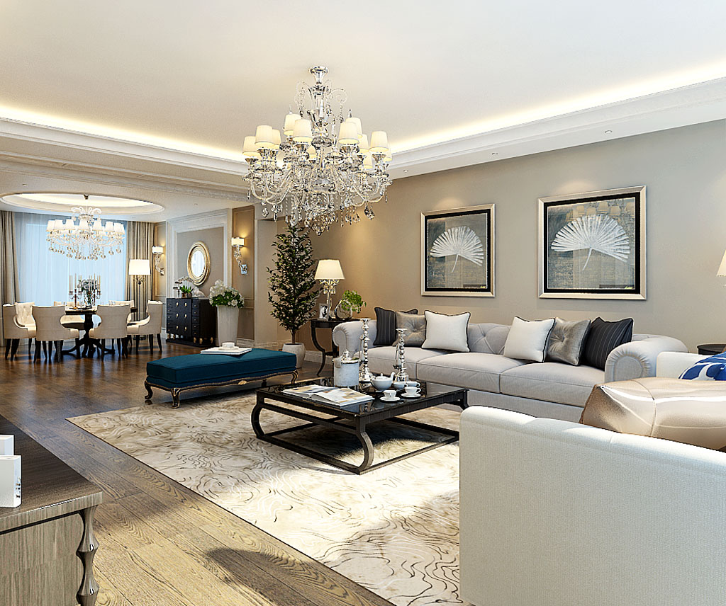 御景新世界现代美式190平清雅四居,御景新世界小户型