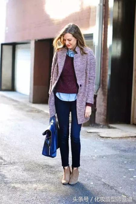 墨绿色毛衣配的衬衫穿搭,毛衣衬衫最温暖的叠穿套路