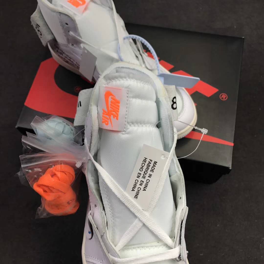 aj1联名offwhite纯白鞋头细节,nikeaj1低帮芝加哥红白黑测评